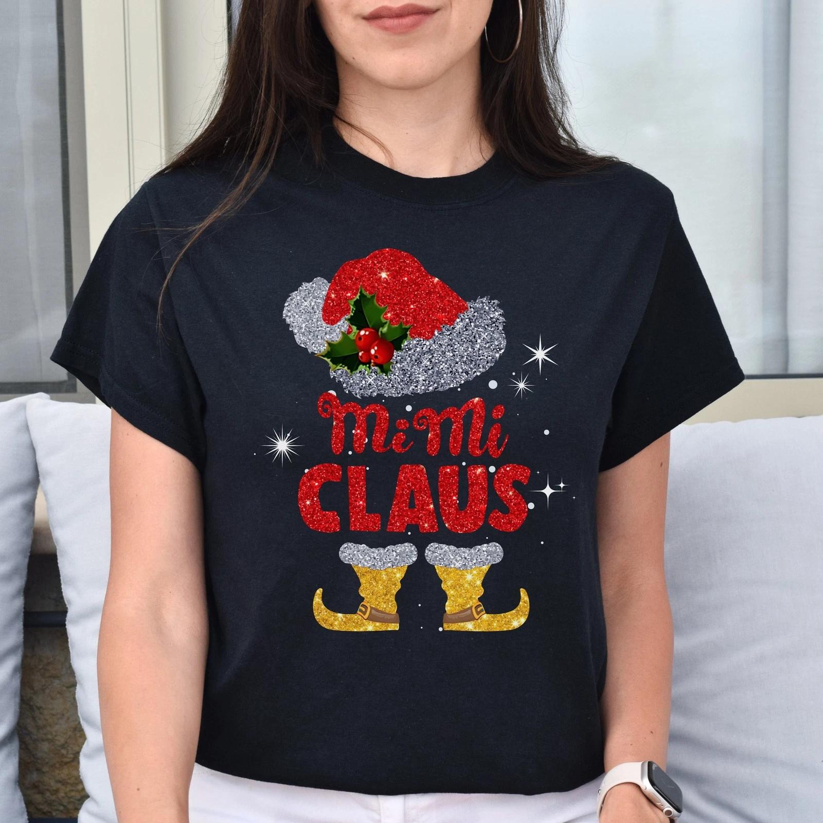 Mimi Claus Christmas Unisex Shirt Grandma Holiday tee Black Dark Heather M