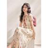 Women's French Retro Floral Chiffon Midi Dress