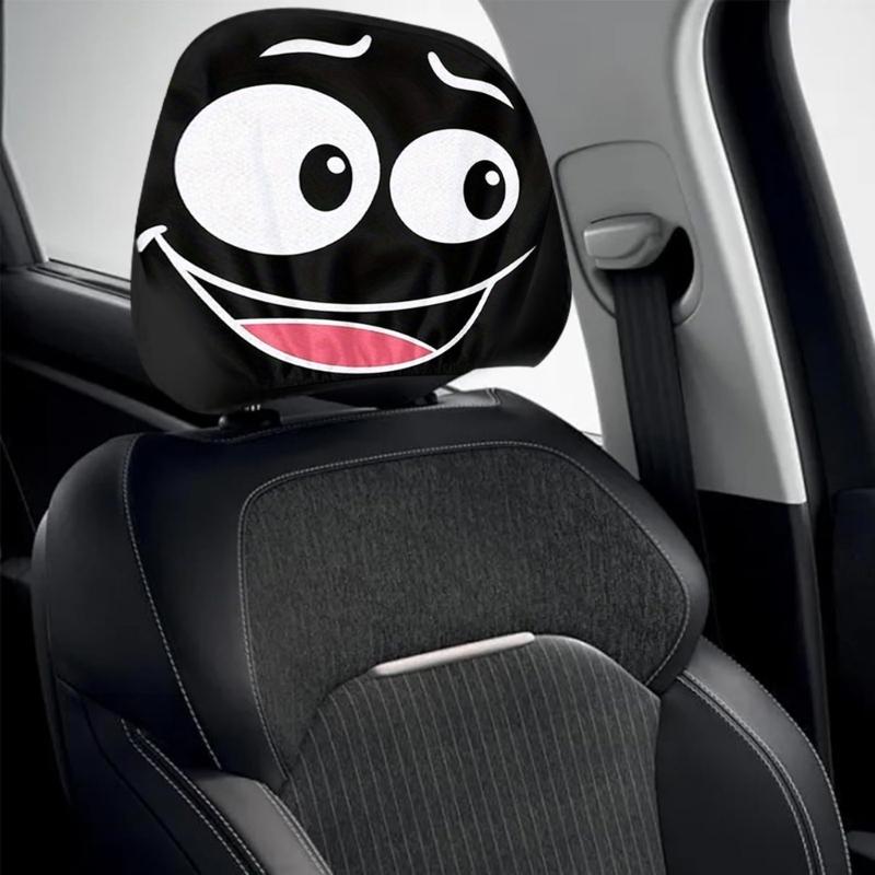Cartoon Eye Car Headrest Covers Premium Wear Resistant Fabric Protectors Quick Setups for Vehicles Interior Decoration