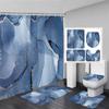 Black Marble Shower Curtain Set White Lines Cracked Pattern Modern Geometric Bathroom Decor Non-Slip Rug Bath Mats Toilet Cover