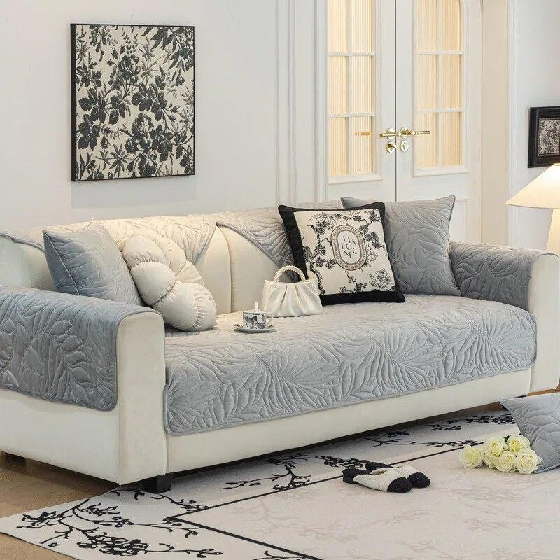 

New Winter Plush Couch Cushion Dutch Velvet Solid Color Sofa Mat Thickening Anti Slip Sofa Cushion Towel Simplicity Sofa Cover 70x70cm 1pcs