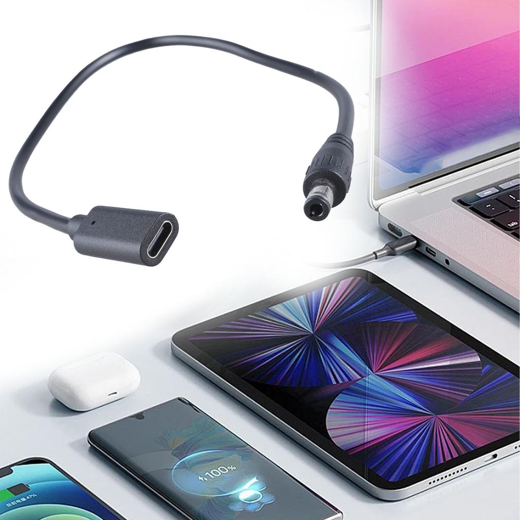 USB C To 5.5x2.5mm Power Cable Female To Male Connectors Adapter Cord for Laptops Monitors Routers Supports Up To 3A