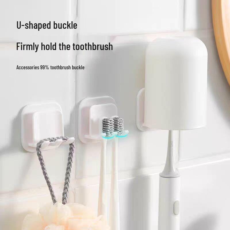 Wall-Mounted Toothbrush and Cup Holder - Portable, Punch-Free, for Electric Toothbrushes and Mouthwash Cups.