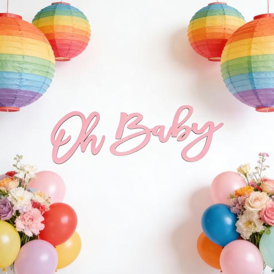 1 Sada Oh Baby Nápis Dřevěné Písmeno Domov Obývací Pokoj Ložnice Nástěnná Dekorace Baby Shower Neutrální Odhalení Pohlaví Narozeninová Oslava Pozadí Dekor