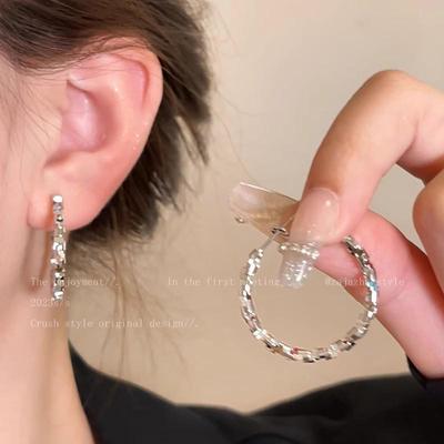 Elegant Silver Statement Circle Earrings for Women - Versatile and Stylish European & American Design