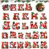Xmas Tree Letter Baubles 26Pcs Christmas Alphabet Ornament Set, 2D Acrylic A-Z Letters with Hanging Decorations for Santa Hat Snowman Design,