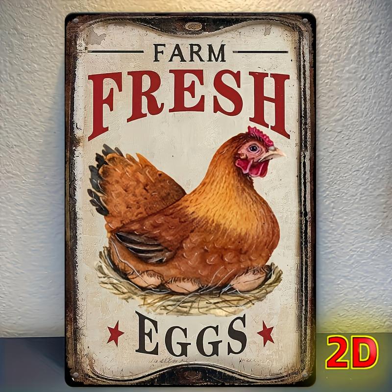 

Rustic Farm Eggs Metal Sign, es, Vintage Iron Wall Art, Waterproof Decor for Home, Bar, Cafe, Office - Easy to Clean Farmhouse 20x30cm