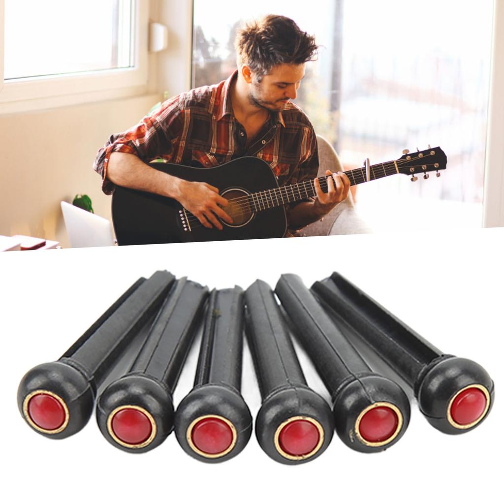6Pcs Black Guitar Bridge Pin Kit Decorative Robust Clarity Increasing Guitar Bridge Pin Replacement