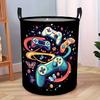 1pc Vintage Multi-Color Game-Themed Laundry Basket, Video Game Design, Ideal for Gamers In Bedroom Or Gaming Space, Spacious Laundry Hamper, Cute Beds