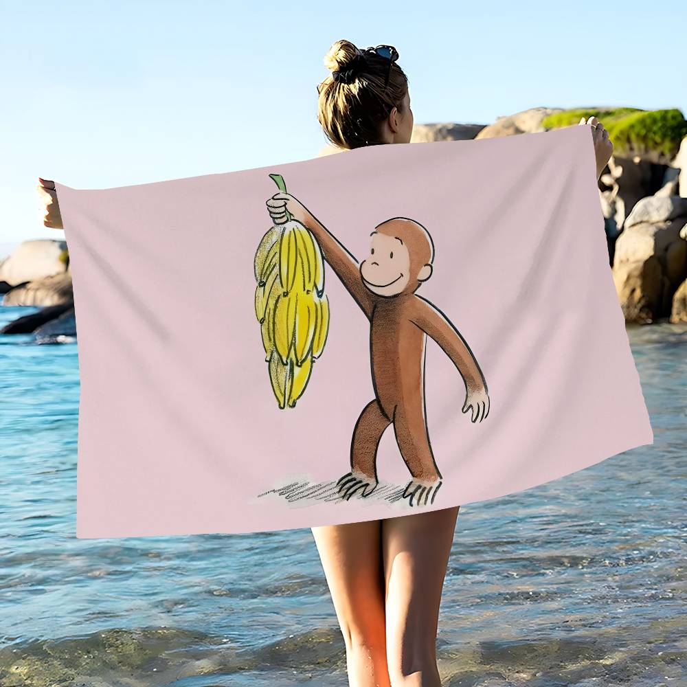 MONKEY CARTOON C-Curious GeorgeS Bath Towel Microfiber Soft Water Absorbing Breathable For Girl Kids Decorative Beach Towel