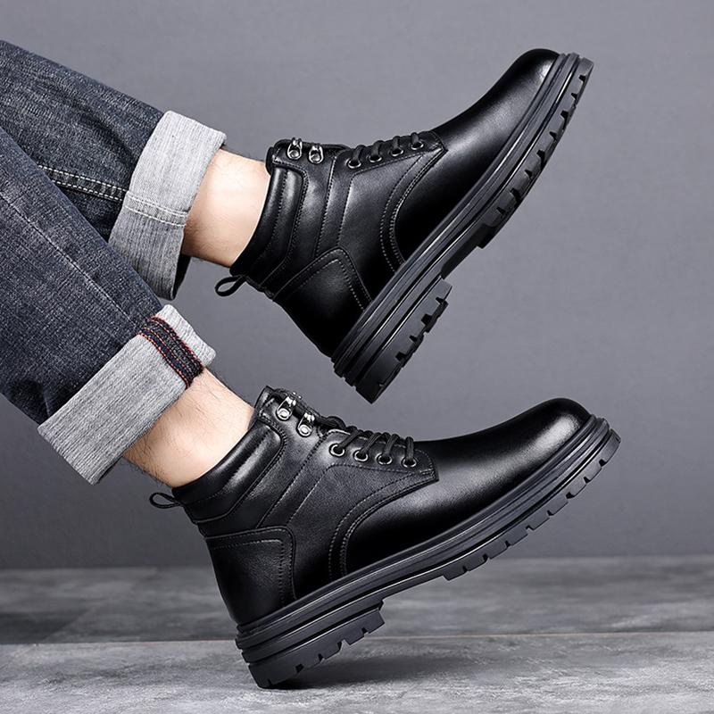 Warme Baumwollschuhe Herren Winter Plus Samt Verdickt Warm Hoher Schaft Dicke Sohle Schwarz Outdoor Lässig Trendig Kältefest Baumwollstiefel