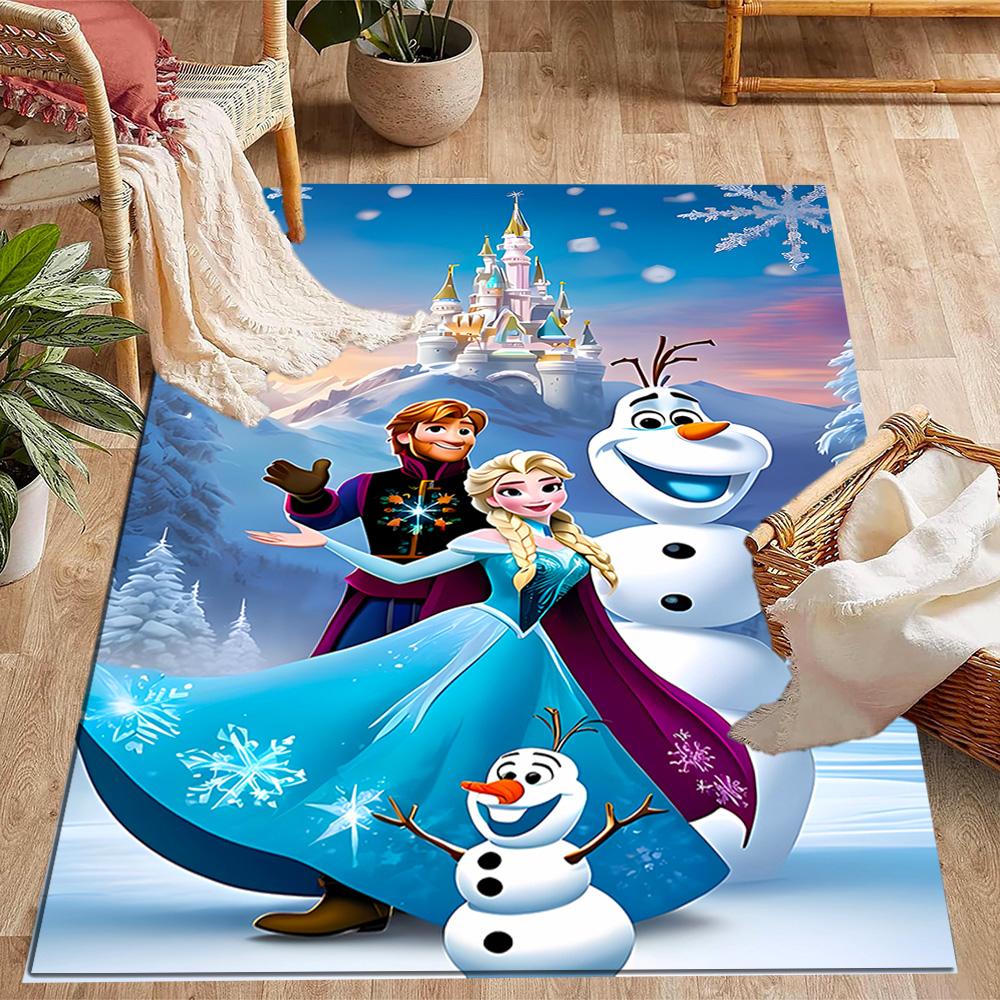 Frozen Olaf Cartoon Theme Non-Slip Rug - Made of Polyester, Suitable for Home Décor, Bedrooms, Living Rooms, Entryways, and Studios.