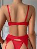 European & American Women's Sexy Embroidered Mesh Lingerie Garter Set