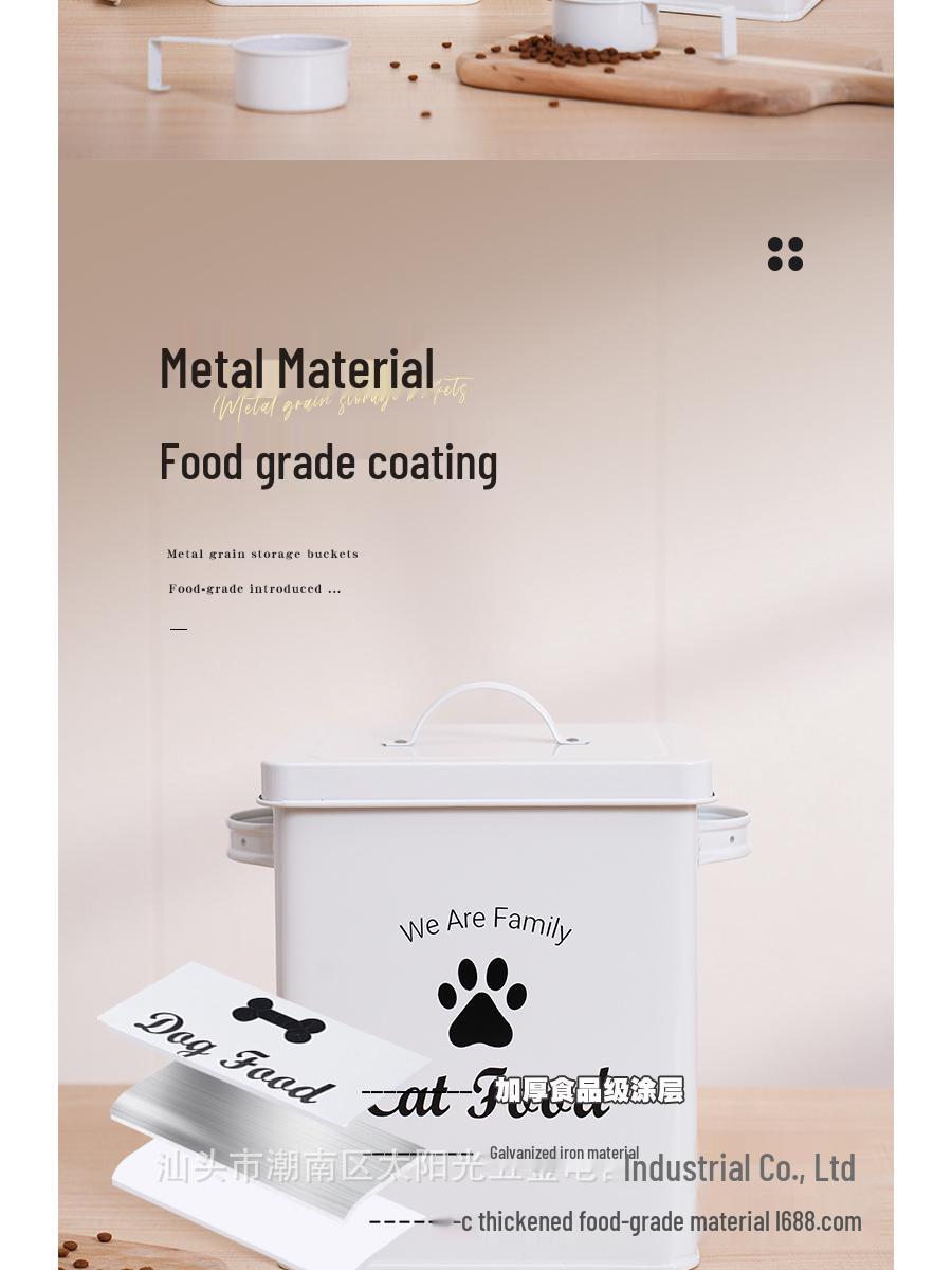 В наличии квадратная оцинкованная железная банка для корма для домашних животных с ложкой - герметичное хранилище для корма для кошек и собак Thickened Metal White 8L Cat Food 3270₽