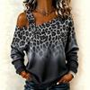 2026 Womens Round Neck Long Sleeve Loose Fit Casual Sweatshirt With Leopard Dot Print Digital