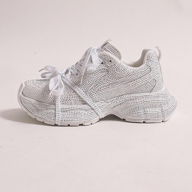 

Women Bling Running Shoes Chunky Sneakers Fashion Casual Sports Dad Shoes Breathable Height Increased Flat Platform Shoes 37
