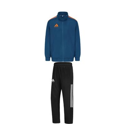 Taekwondo Stand Collar Zip Long Sleeve Jacket Comfortable Striped Fashion Long Pants Casual Sports Suit Unisex Sports Suit TR90JT-BO+TR90PT-BW