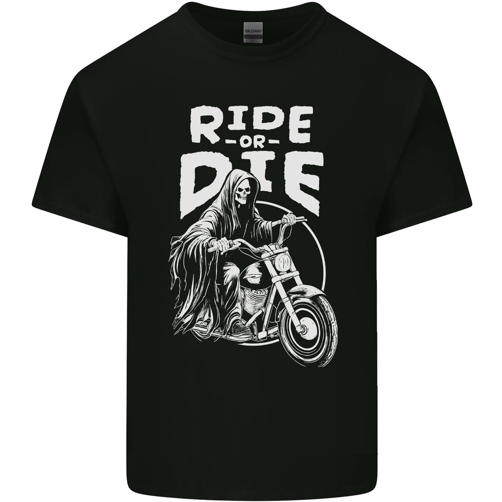 Ride to Die Grim Reaper Biker Bicycle Skull Unisexs Light Cotton TShirt