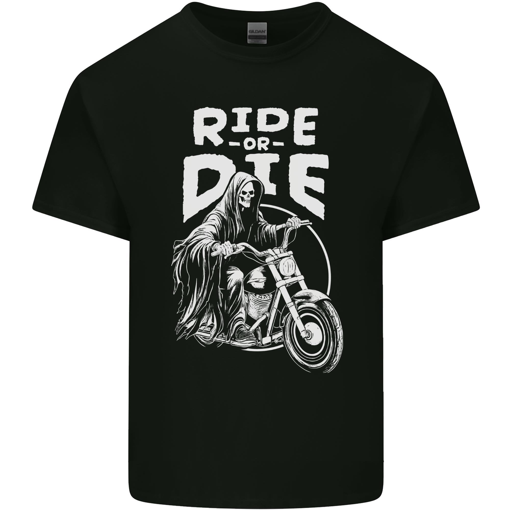 Ride to Die Grim Reaper Biker Bicycle Skull Unisexs Light Cotton TShirt S