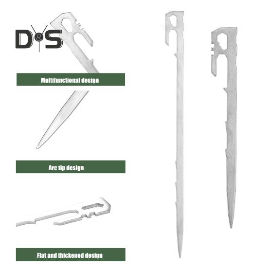6Pcs 20/35CM Camping Tent Stake Heavy Duty Stainless Steel Multi-functional Outdoor Garden Yard Tarp Canopy Windproof Ground Spike Metal Tent Peg
