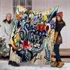 Graffiti Print Blanket Soft Comfortable All Seasons Suitable Sofa Office Nap Travel Birthday Gift Christmas Present