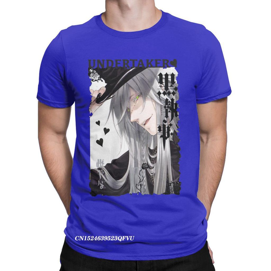Undertaker Black Butler T-Shirts Herren Anime Lustig Premium Baumwoll T-Shirt Rundhals Harajuku T-Shirt Ästhetische Camisas Tops