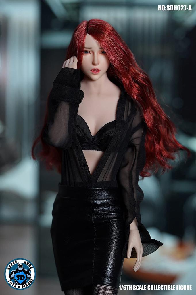 Tbmodel Měřítková figurka Roztomilá a moe ženská hlava s vlasy Kompatibilní s SDH027A 1/6 Hlava, Světlá pleť s kořínky, PHICEN/TBLeague,