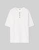 WORK ON BODY OFF Three-Button Semi-Oversized Henley Neck Short Sleeve [White]