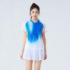 Womens Badminton Sport Set Quick-Dry Short Sleeve Top Skort Pants Training Competition Team Uniform