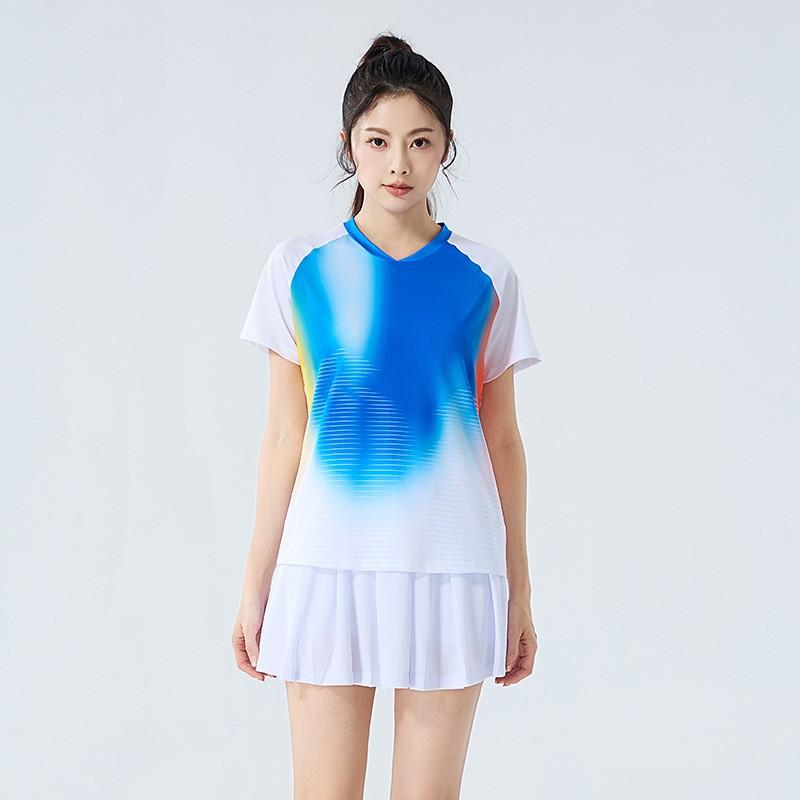 Womens Badminton Sport Set Quick-Dry Short Sleeve Top Skort Pants Training Competition Team Uniform