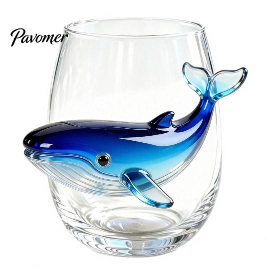 Unique Sea Creature Drinkware Octopus Stemless Wine Glass, 3D Marine Animal Printed Bar Shape Cocktail Cup Borosilicate Glassware, for Cocktails
