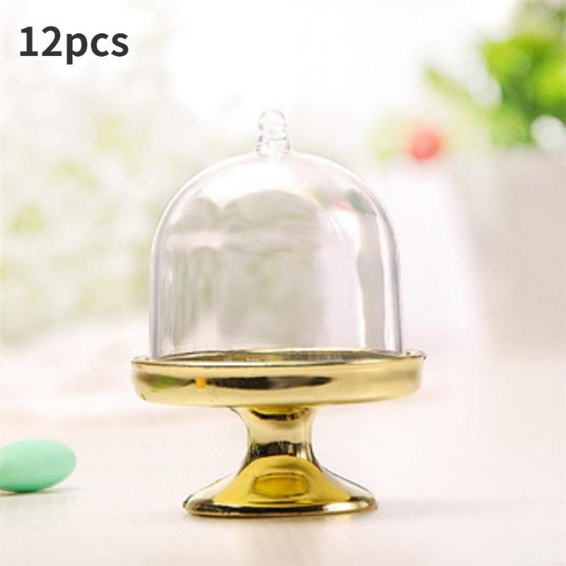 12 buc. Mini suport pentru tort Cutie cu bomboane cutie din plastic pentru petrecere europeană, tavă pentru prăjituri, cutie cu bomboane pentru nuntă