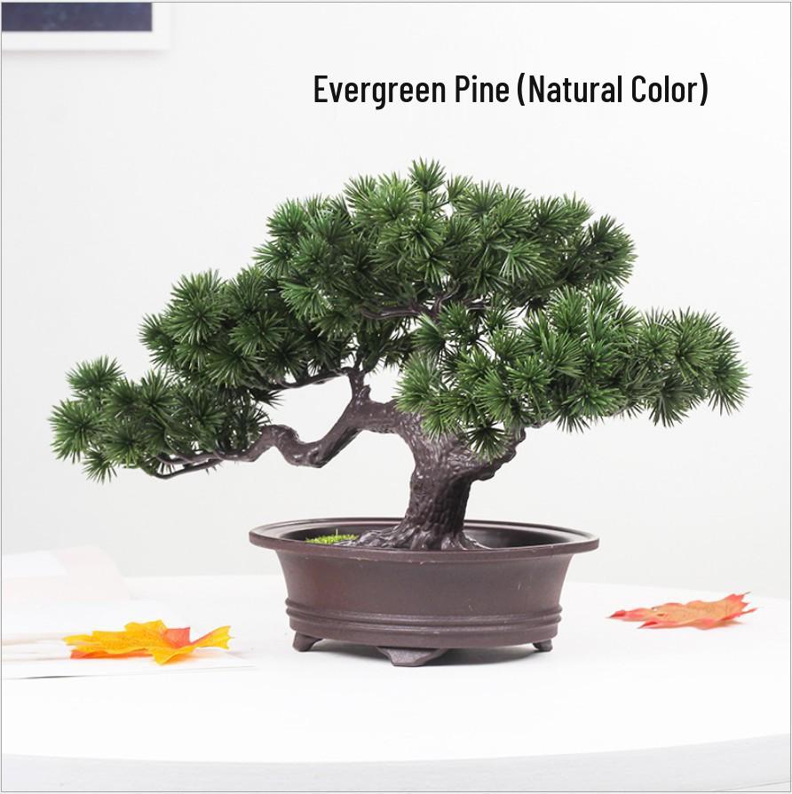 Artificial Bonsai Pine Tree for Indoor Decoration - Small Green Plant Ornament for Home or Living Room