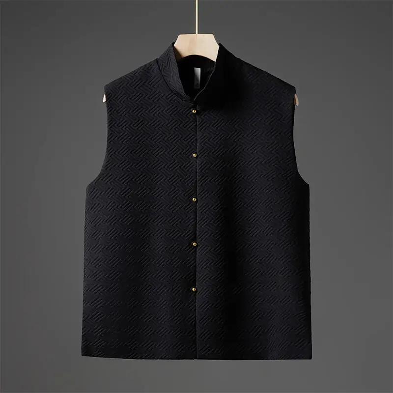 Autumn Men Chinese Style Vintage Vests Men Sleeveless Tang Suit Hanfu Male Harajuku Open Stitch Waistcoats Man Ancient Cardigan