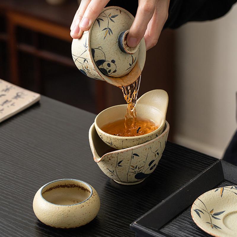 Chinese Tradition Ceramic Fair Cup Tea Strainer Panda Bamboo Leaf Teacup Tea Water Separation Tools Handmade Tea Set Accessories