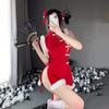 Live Streaming Host Women's Middle School Christmas Red Cheongsam Wind Light Sexy Backless Improved Bar Photo
