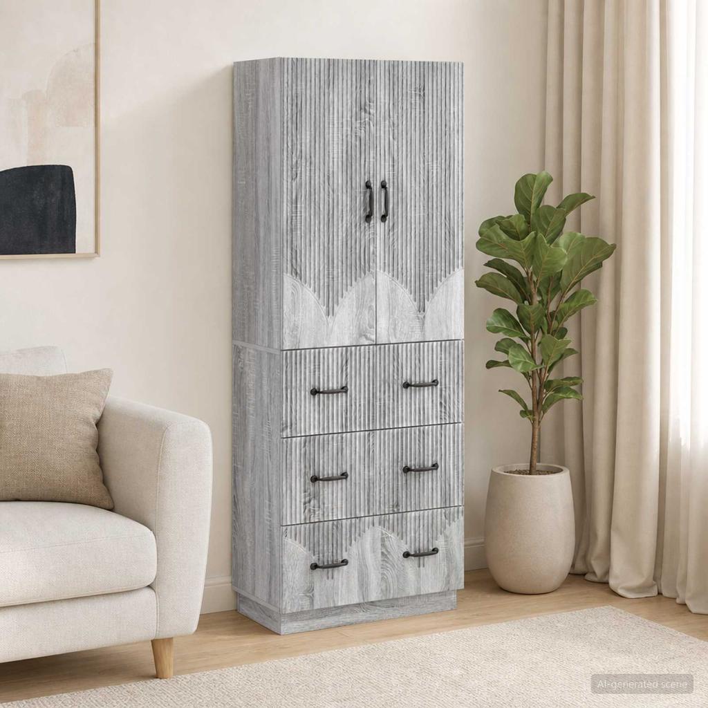 2 Piece Cabinet Set Grey Sonoma 66 x 34.5 x 87 cm Particleboard