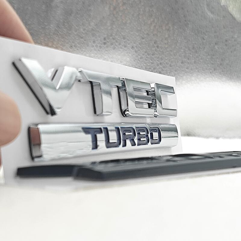 3D ABS Chrome Black Logo VTEC TURBO Car Rear Trunk Sticker Fender Emblem Decal Badge For Honda Civic Accord CRV Auto Accessories akp256