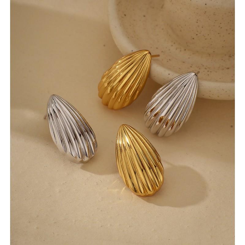 18K Gold Plated Geometric-shaped Stud Earrings Women Sterling Post Vintage Minimalist Fashion Jewelry