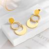 Geometric Hoop Drop Earrings For Women Gold Plated Stainless Steel Fashion Jewelry