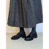 Thick heel commuter platform camellia loafers women's retro British style single shoes one pedal small leather shoes