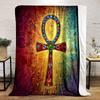 "Egyptian Ankh with Hieroglyph Background" Print Blanket Soft and Cozy Perfect for the Living Room Bed Sofa or a Nap,gift