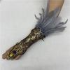 Retro Halloween Feather Cuffs Embroidery Women Feather Lace Glove Halloween Wristband  Festival