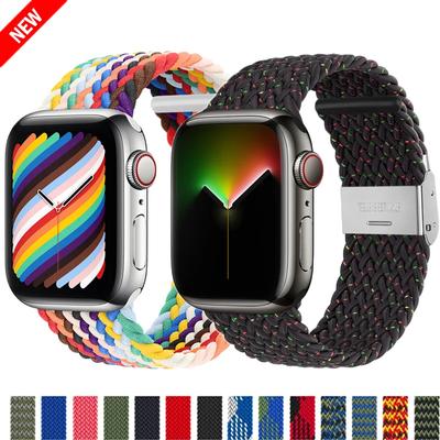 1Pcs Braided Nylon Solo Loop Adjustable for Apple Watch Ultra Band 49 45 44 41 40 38mm Elastic Bracelet For iWatch Series 9 8 Se 7 6 5 4 3 2 1 Strap