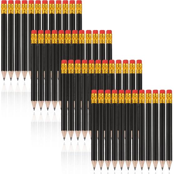 Zonon 48 Pieces Golf Pencils Mini Half Pencils with Eraser Short with Erasers Bulk Small for Kids HB Wedding Bridal School Office Writing Drawing