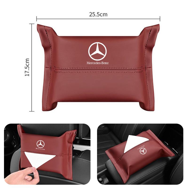 WAM3 1pcs Car Tissue Box Interior Leather Paper Tissue Storage Box For MERCEDES BENZ W211 W204 W210 W203 CLA GLA Interior Accessories