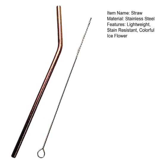 Stainless Steel Straw Reusable BPA-free Colorful Ice Flower Design Drinking Straw with Cleaning Brush