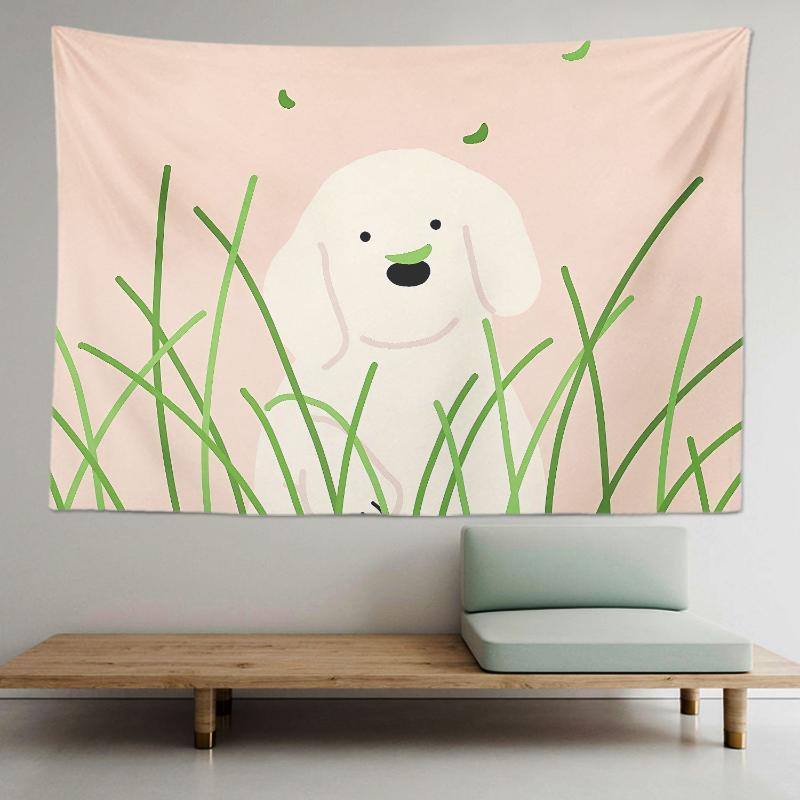 Cute Dog Tapestry Aesthetic Wall Hanging Bedroom Living Room Children's Room Boho Wall Art Decor Home Decoration