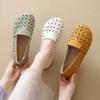 2025 Summer New Hollow Hole Shoes Soft Sole Soft Surface One Pedal Casual Breathable Mother Shoes Flat Single Shoes Women
