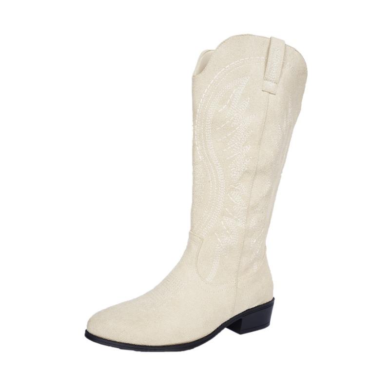 

Вышитые сапоги, Высокие сапоги, Новая женская обувь, Сапоги до колена 42 бежевый